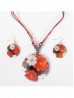 Fashion Flower Print Shell Necklace and Earrings Set Fashion Flower Print Shell Necklace and Earrings Set